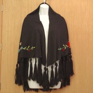Black Embroidered Cape No Tags/ On the Smaller Size